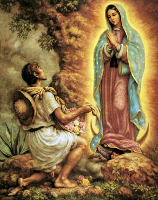 San JuanDiego y La Virgen de Gpe, Óleo sobre lienzo, Jesus Helguera